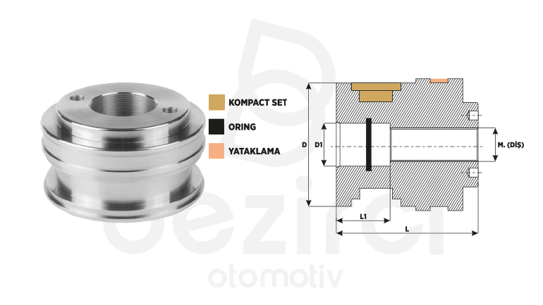 Hidrolik Silindir Çelik Piston Tek Yataklamalı Vidalı Tip